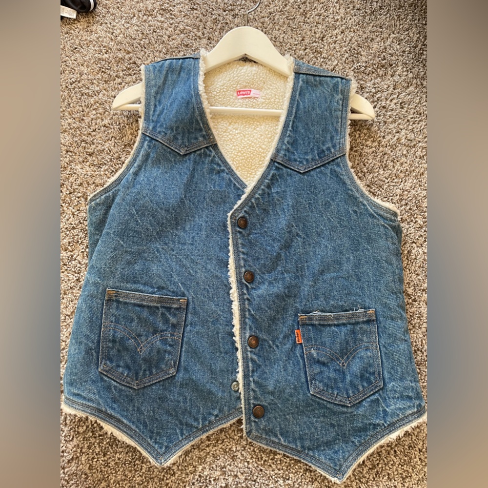 Levi's Blue Denim Vest with Cream Lining
